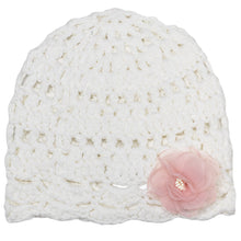 Pink Baby Girls' Lace Crochet Hat with Flower 1025