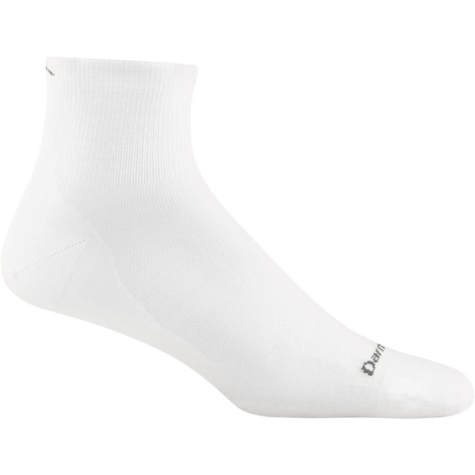 Darn Tough men's Run quarter ultra-lightweight sock in white