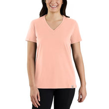 Tropical Peach Women's Solid Short-Sleeve V-Neck T-Shirt 105739-Q74