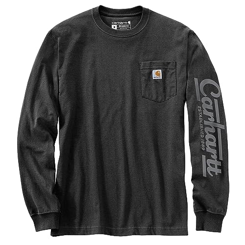 Charcoal Men's Long-Sleeve Sleeve Logo Pocket T-Shirt 106041