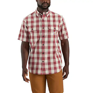 apple butter, Men's Big and Tall Short-Sleeve Plaid Shirt 106140