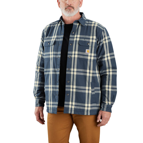 Carhartt men's sherpa lined flannel shirt-jacket in dark blue