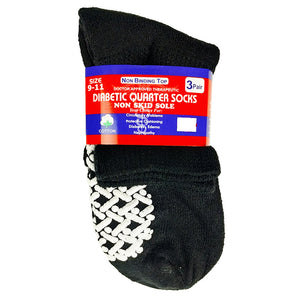 3-Pack Diabetic Gripper Quarter Socks 1070D