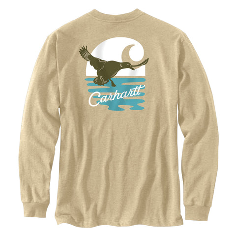 Carhartt men's loose fit duck graphic long-sleeve tee shirt showing back