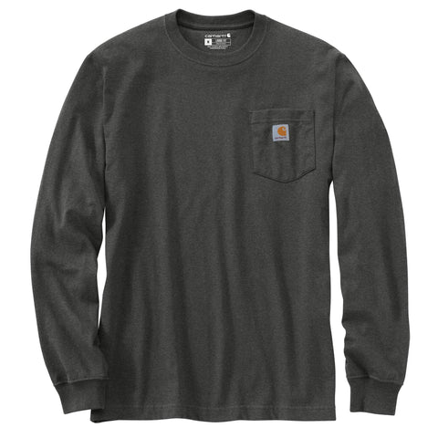 Front of Carhartt men's Irvine relaxed fit Tough C logo long-sleeve tee shirt