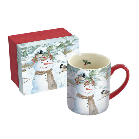 Chickadee Snowman Ceramic Mug 10995021396