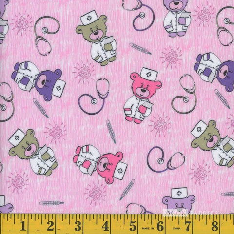 pink, Doctor Teddy Minky Fleece Fabric 110
