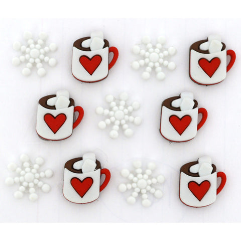 Mug and snowflake buttons