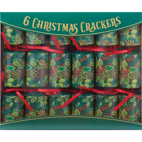 6-Pack Seasonal Greens Christmas Crackers 11323