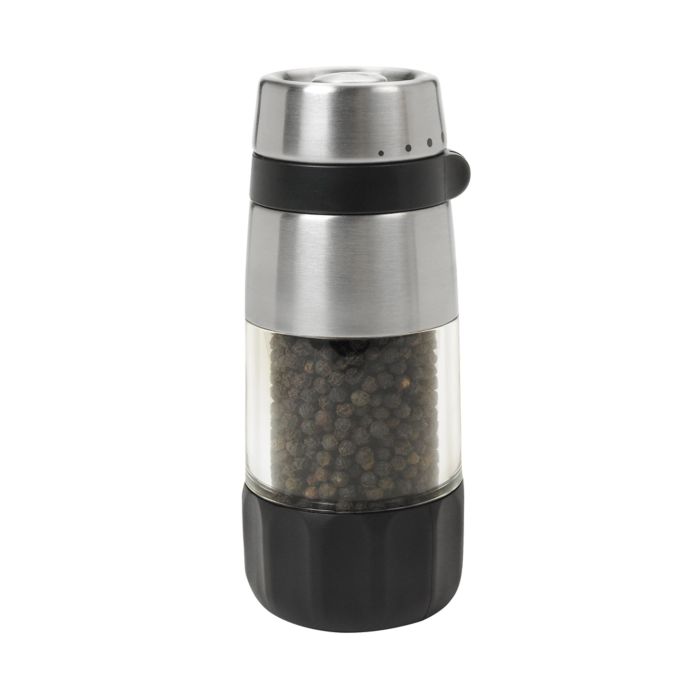 Stainless Steel Push Button Salt and Pepper Grinder Set, Single Hand Pump  and Grind Mills, Modern Design Refillable Thumb Press Shakers