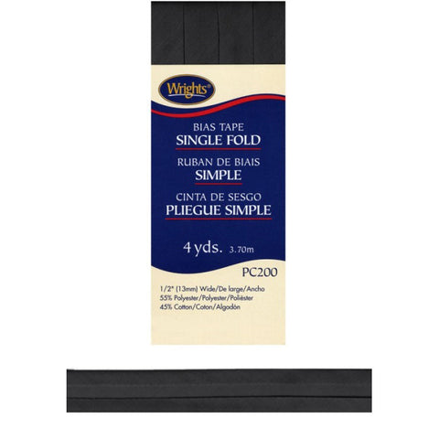 Black Bias Tape Single Fold 117200-0031