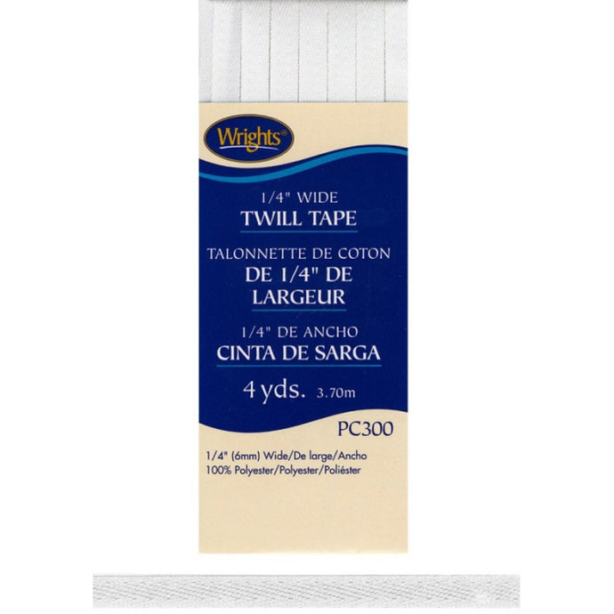 White 1/4-Inch Wide Twill Tape 117300-0030