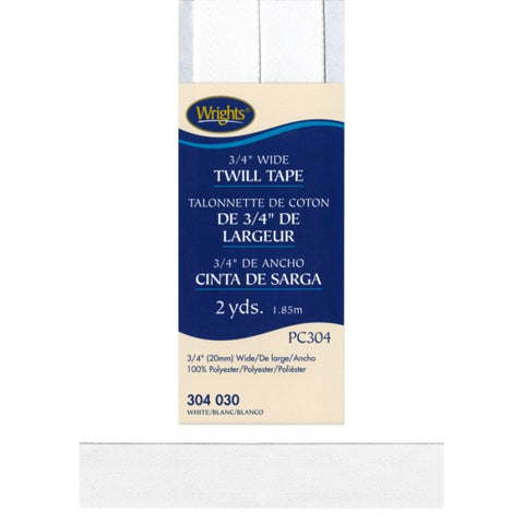 White 3/4-Inch Wide Twill Tape 117304-0030