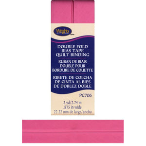 Hot Pink Double Fold Bias Tape Quilt Binding 117706-0904
