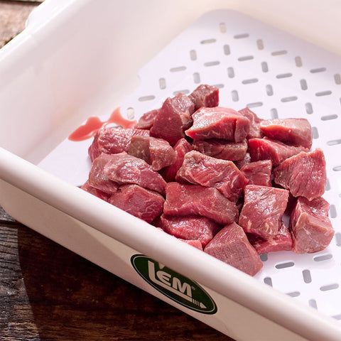 Plastic Meat Lug Drain Tray 1198 pictured in lug wth meat chunks