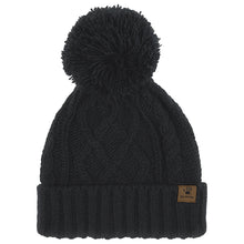 Black Women's Cable Pom Beanie Knit Hat 11LKR04911