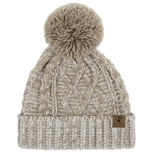 Taupe Women's Cable Pom Beanie Knit Hat 11LKR04911