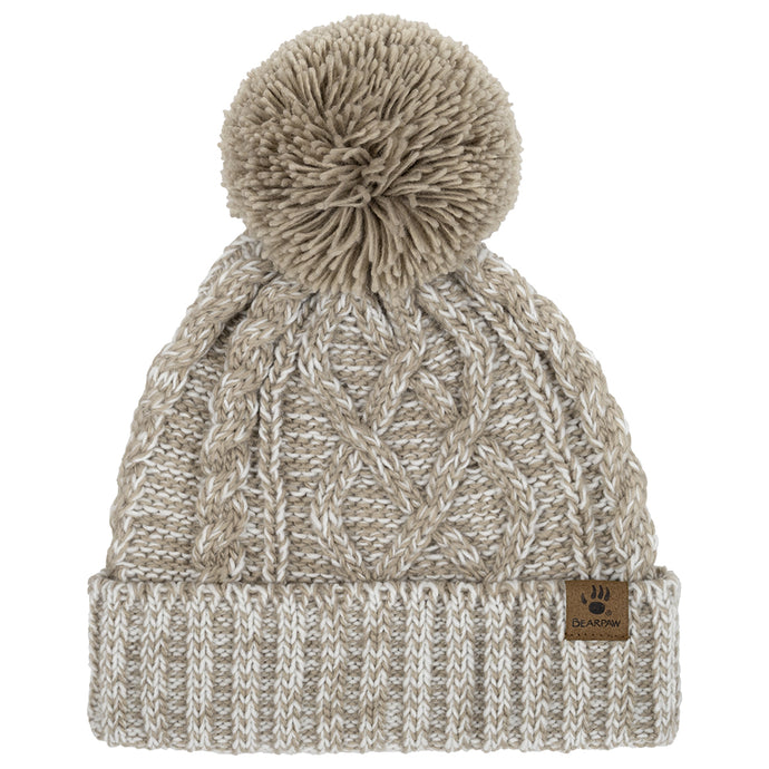 Taupe Women's Cable Pom Beanie Knit Hat 11LKR04911