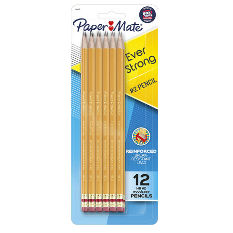 12-piece package of pre-sharpened Paper Mate EverStrong HB #2 Pencils