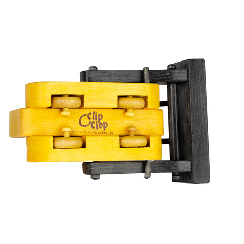 Yellow and black wooden bulldozer bottom