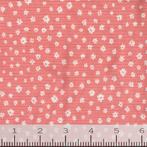 coral, Kendra Rib Knit Tiny Floral Print Fabric FA15440