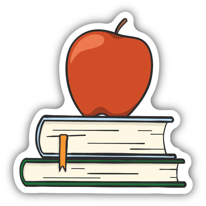 Books and Apple Sticker 1214-LSTK