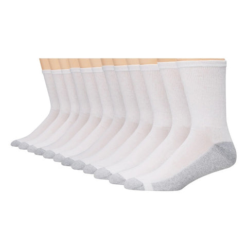 White 12-Pack Double Tough Men's Crew Socks 121522-100