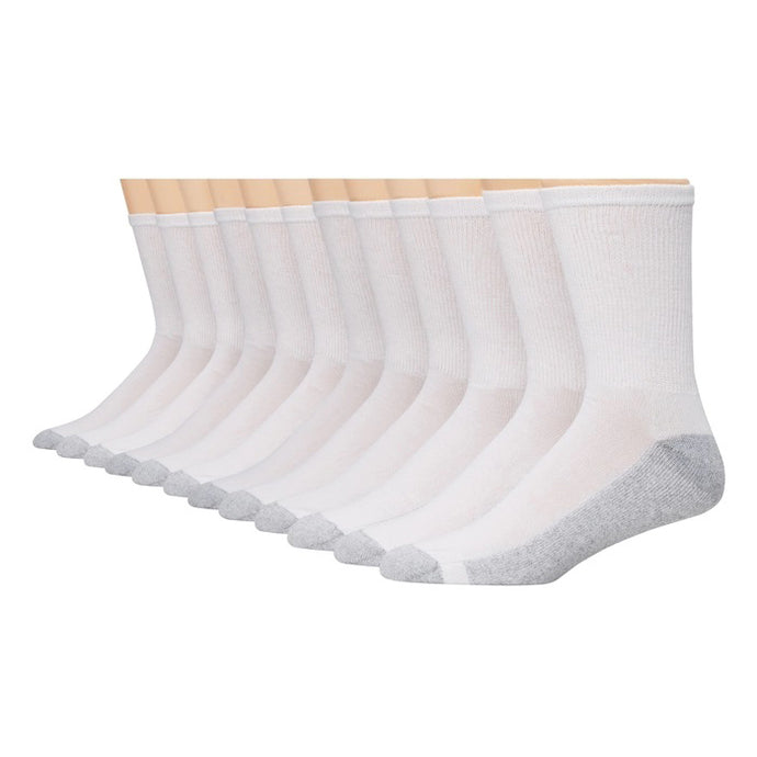 White 12-Pack Double Tough Men's Crew Socks 121522-100