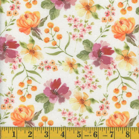 Swiss Dot Lucy Floral Print Fabric CA1222