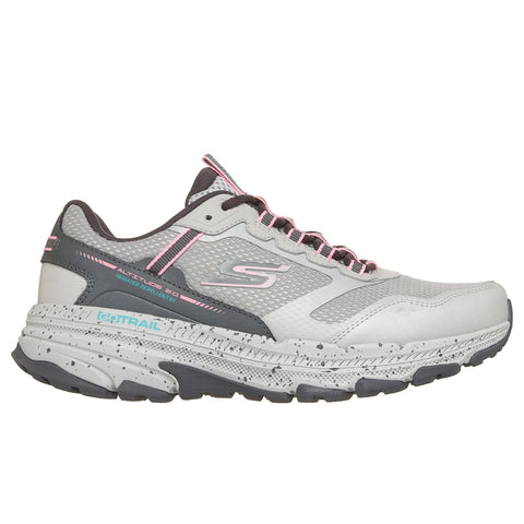 Side view of Skechers women's GO RUN Trail Altitude 2.0 Ravine shoes in gray
