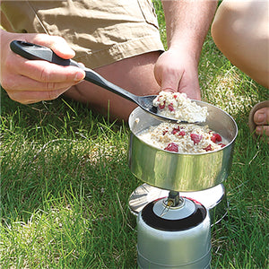 nylon utensil in use, serving oatmeal