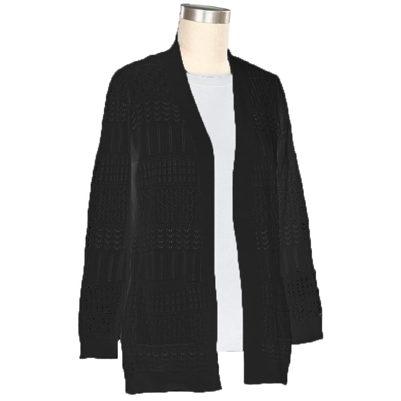 Black Women's Long-Sleeve Maria Solid Cardigan 1319-S2