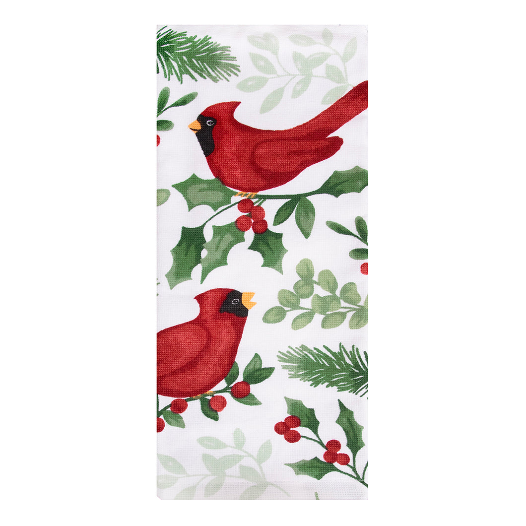 Watercolor Cardinal Holiday Printed Dual Kitchen Towel 13360