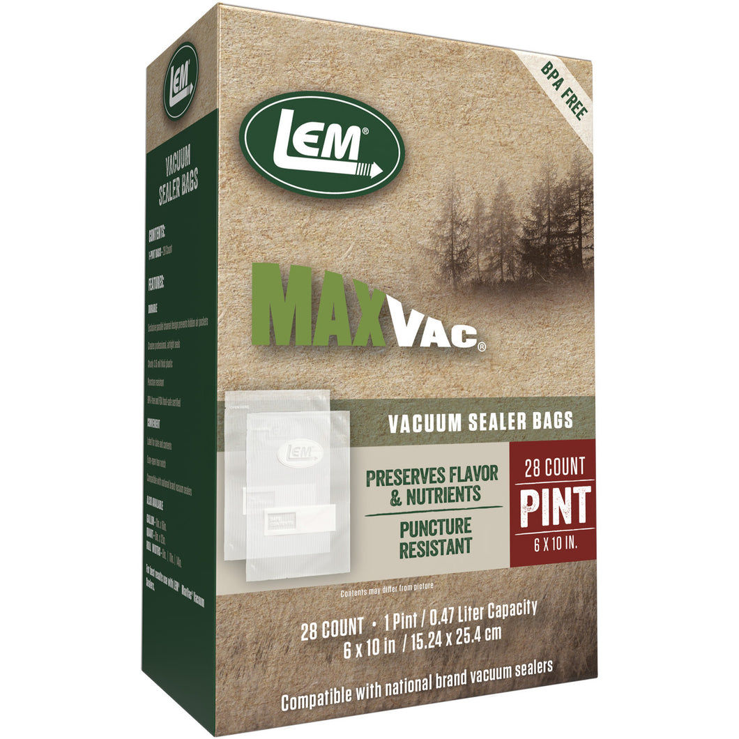 MAXVAC PINT VACUUM SEALER BAGS 1386
box front