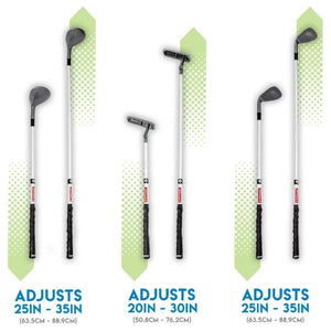range of lengths for putter, driver, and iron