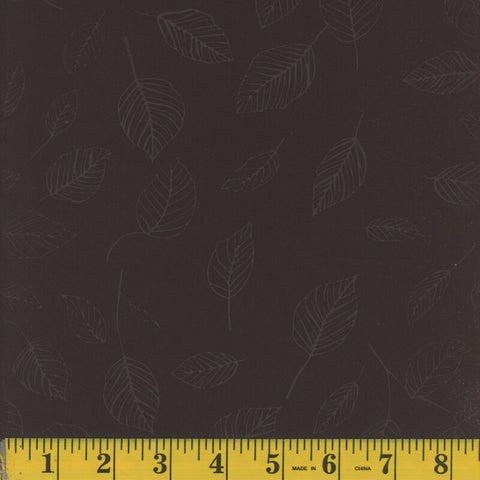 black, Puff Polyester Leaves Fabric 1426