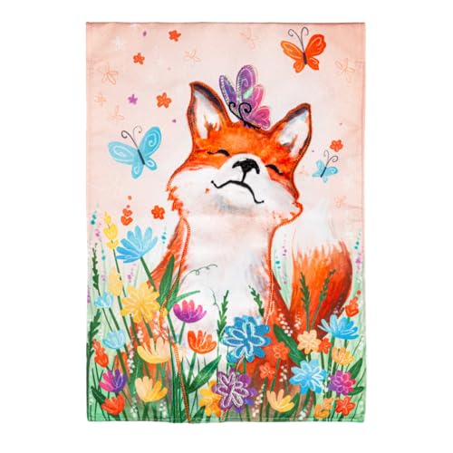 Fox and Wildflowers Linen Flag