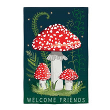 Welcome Friends Mushroom Linen Flag