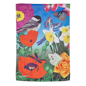 Birds and Flowers Suede Flag