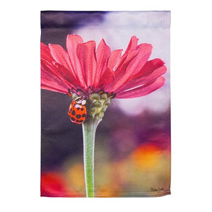 Ladybug on Flower Suede Flag