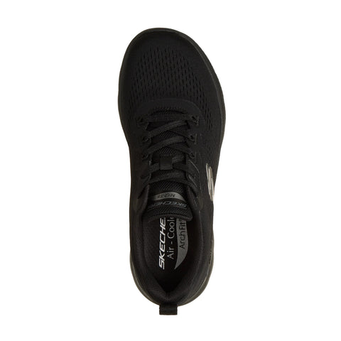 Top view of Skechers women's Arch Fit Summits Daily Flow shoe in black