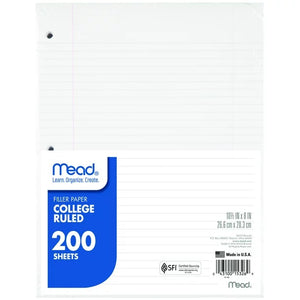 200-Count College Ruled Filler Paper 15326