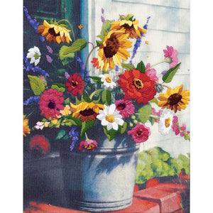 Bucket of Flowers Embroidery Kit 1534