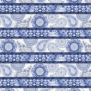 Indigo Splash Collection Repeating Stripe Cotton Fabric 15710-144