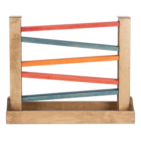 Lapp's Toys wooden heirloom marble roller with colored ramps
