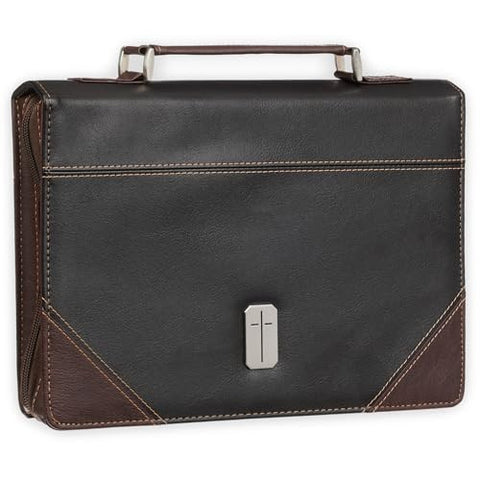 Pursue Righteousness Black and Walnut Brown Faux Leather Classic Bible Cover BBM900