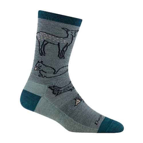 seafoam, Women's Woodland Creatures Crew Sock 1678