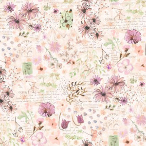 Blooming Lovely Collection Journal Collage Cotton Fabric 16979 pink