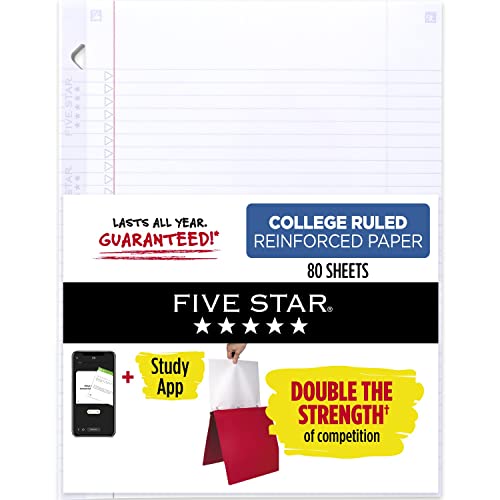 80-Count Five Star Reinforced College Ruled Filler Paper 170102