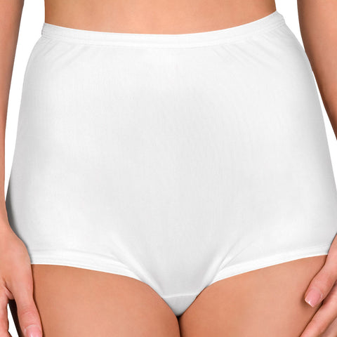 White 3-Pack Nylon Hidden Elastic Full Brief 17032